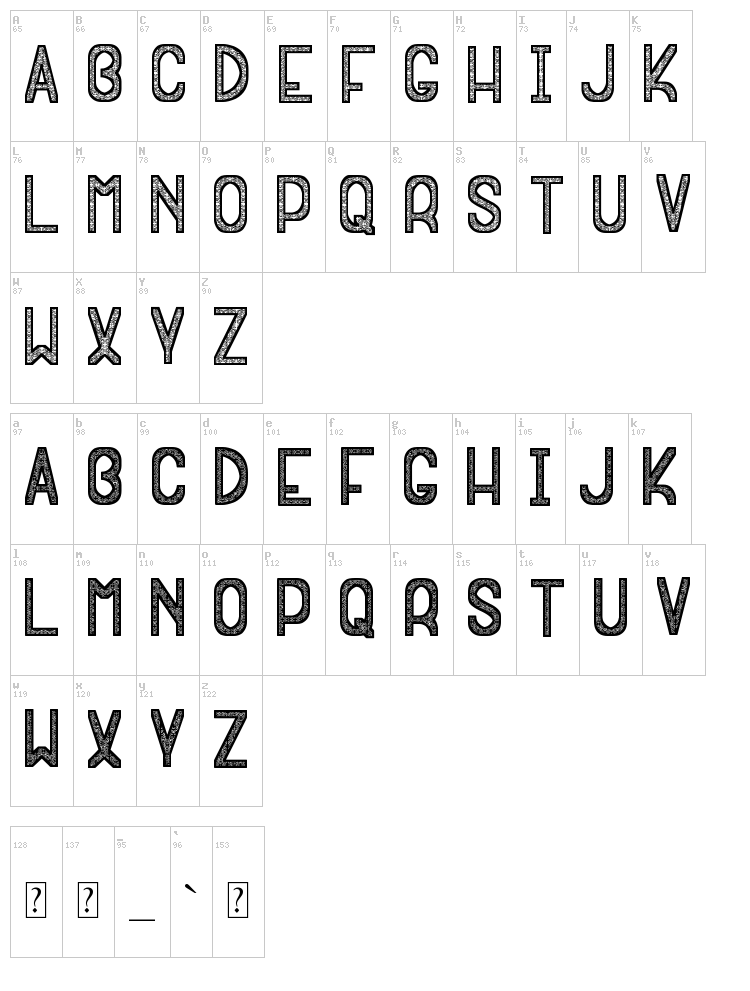 Eskimporce VSF font map